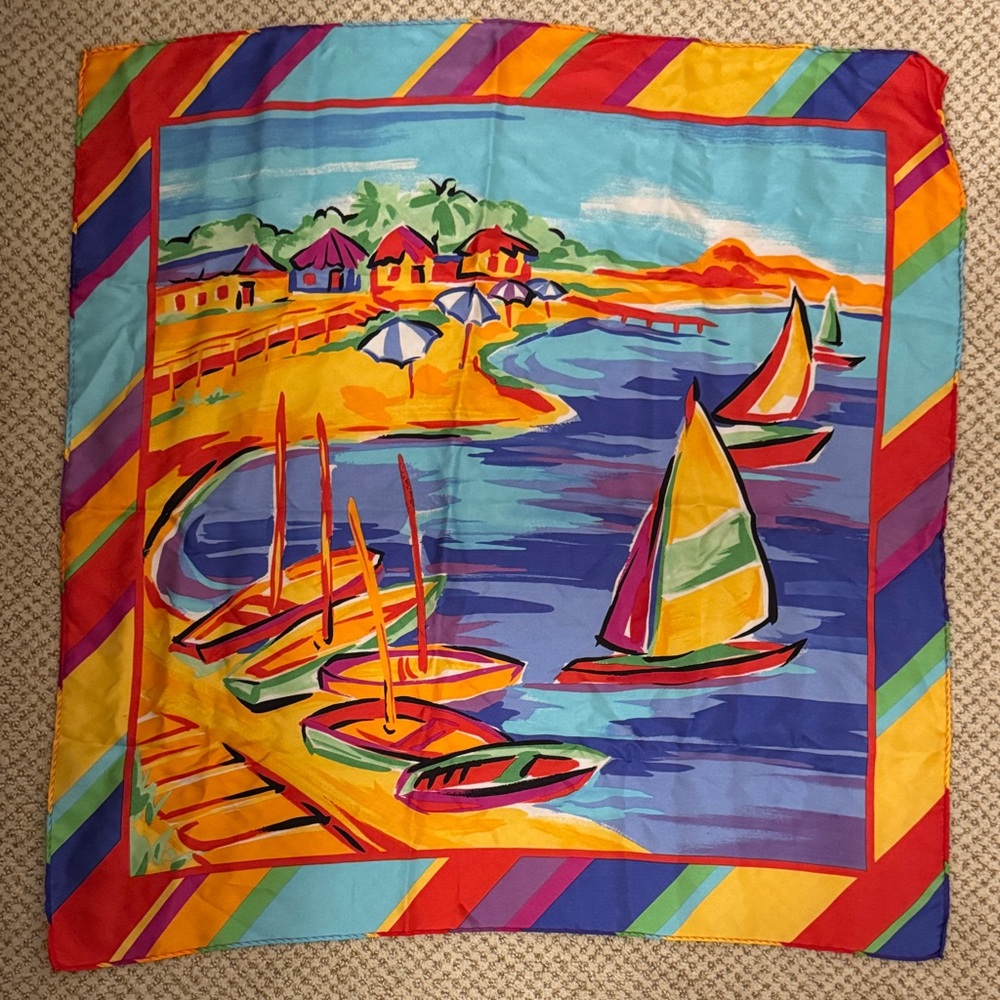 Vibrant Nautical Scene Scarf